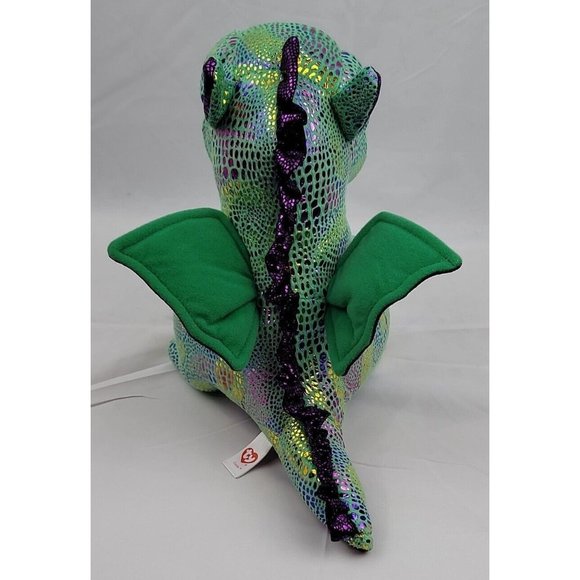 Ty Cinder The Dragon 10" Plush Stuffed Green Purple Shiny Metallic Scales 2017 - Picture 5 of 12